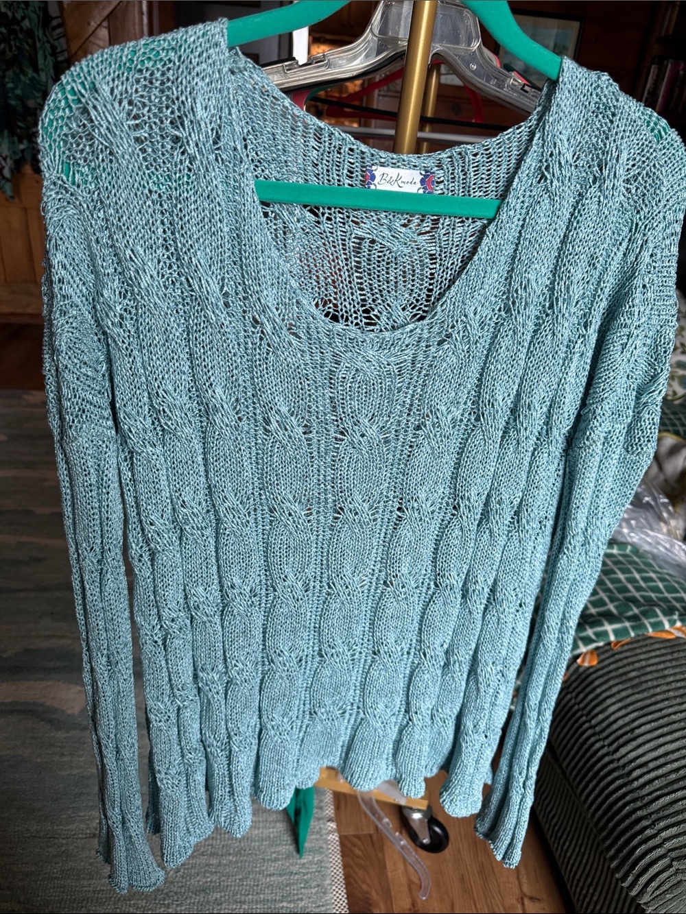 B & K Moda NWT Light Teal Cable Knit Women’s Sweater